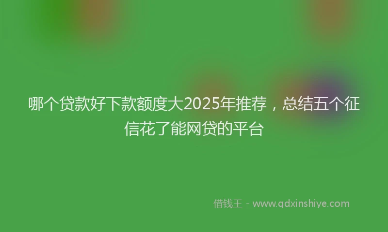 哪个贷款好下款额度大2025年推荐，总结五个征信花了能网贷的平台