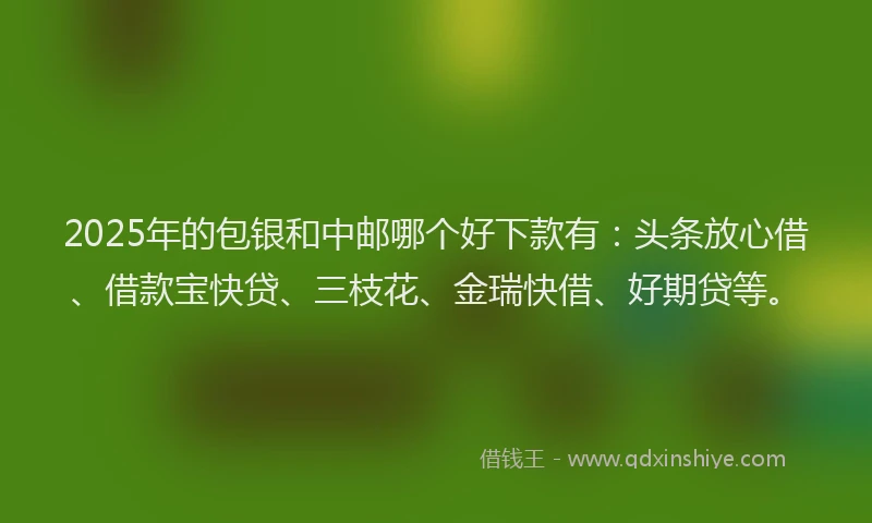2025年的包银和中邮哪个好下款有：头条放心借、借款宝快贷、三枝花、金瑞快借、好期贷等。
