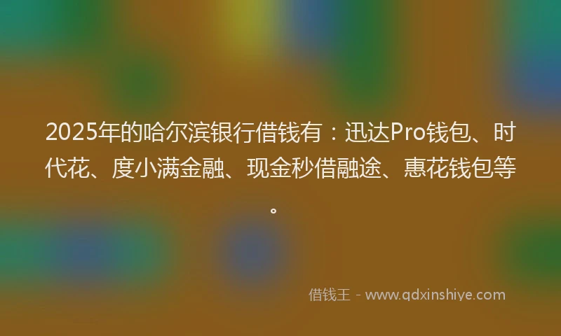 2025年的哈尔滨银行借钱有：迅达Pro钱包、时代花、度小满金融、现金秒借融途、惠花钱包等。
