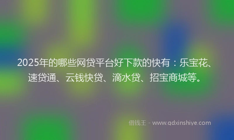 2025年的哪些网贷平台好下款的快有：乐宝花、速贷通、云钱快贷、滴水贷、招宝商城等。