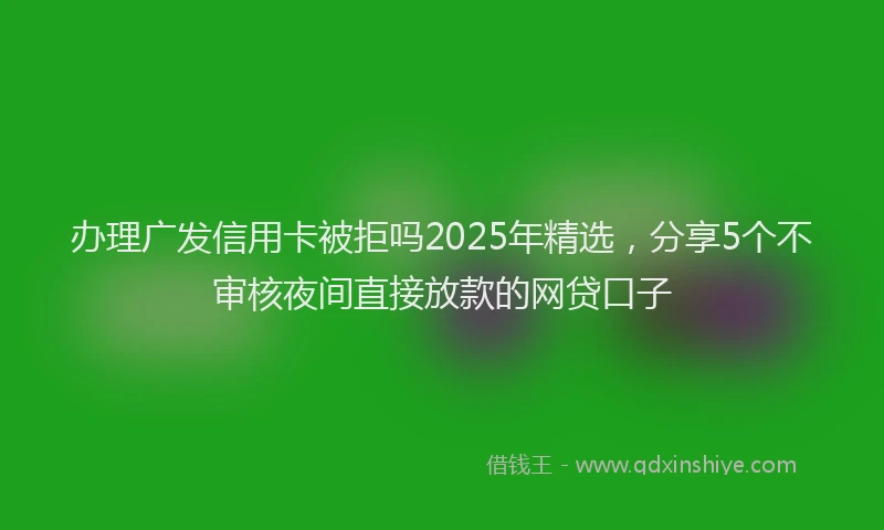 办理广发信用卡被拒吗2025年精选，分享5个不审核夜间直接放款的网贷口子
