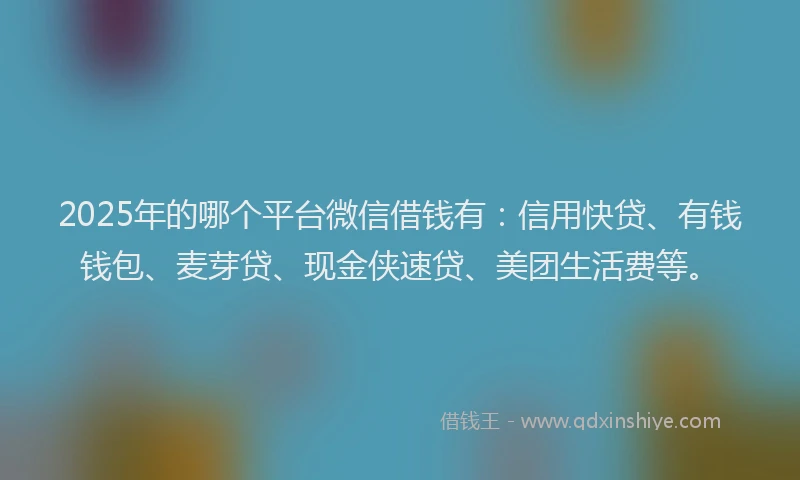 2025年的哪个平台微信借钱有：信用快贷、有钱钱包、麦芽贷、现金侠速贷、美团生活费等。