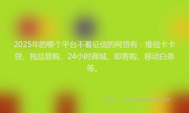 2025年的哪个平台不看征信的网贷有：维信卡卡贷、独品易购、24小时商城、即客购、移动白条等。