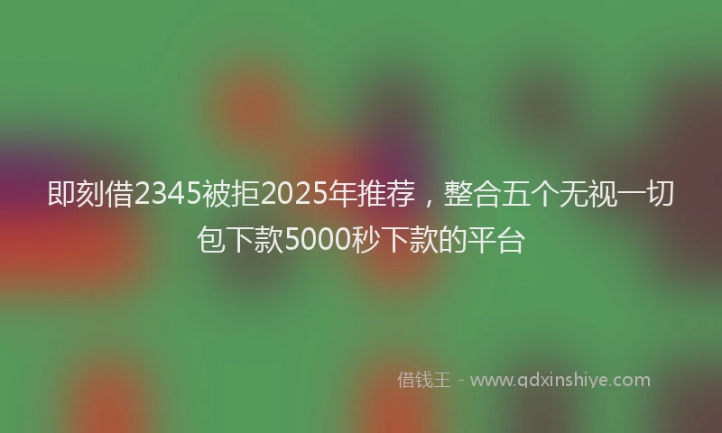 即刻借2345被拒2025年推荐，整合五个无视一切包下款5000秒下款的平台
