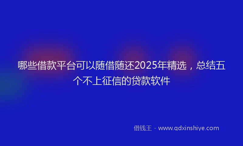 哪些借款平台可以随借随还2025年精选，总结五个不上征信的贷款软件