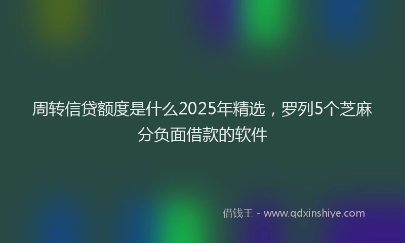 周转信贷额度是什么2025年精选，罗列5个芝麻分负面借款的软件