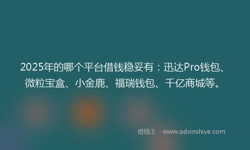 2025年的哪个平台借钱稳妥有：迅达Pro钱包、微粒宝盒、小金鹿、福瑞钱包、千亿商城等。