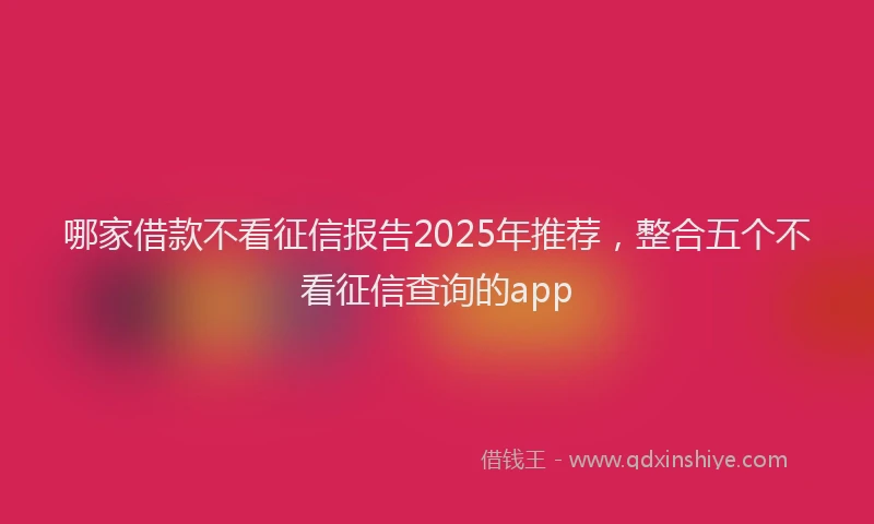 哪家借款不看征信报告2025年推荐，整合五个不看征信查询的app