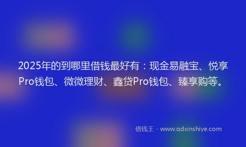 2025年的到哪里借钱最好有：现金易融宝、悦享Pro钱包、微微理财、鑫贷Pro钱包、臻享购等。