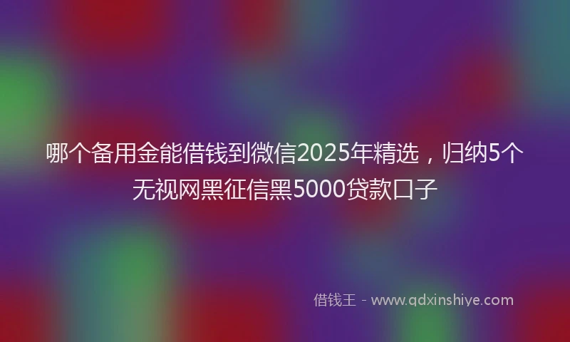 哪个备用金能借钱到微信2025年精选，归纳5个无视网黑征信黑5000贷款口子