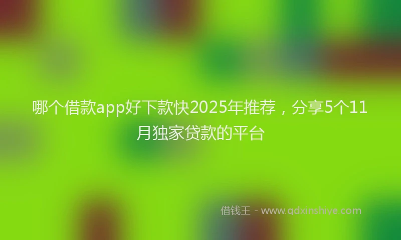 哪个借款app好下款快2025年推荐，分享5个11月独家贷款的平台