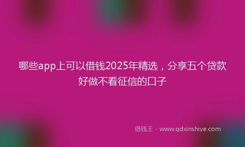 哪些app上可以借钱2025年精选，分享五个贷款好做不看征信的口子