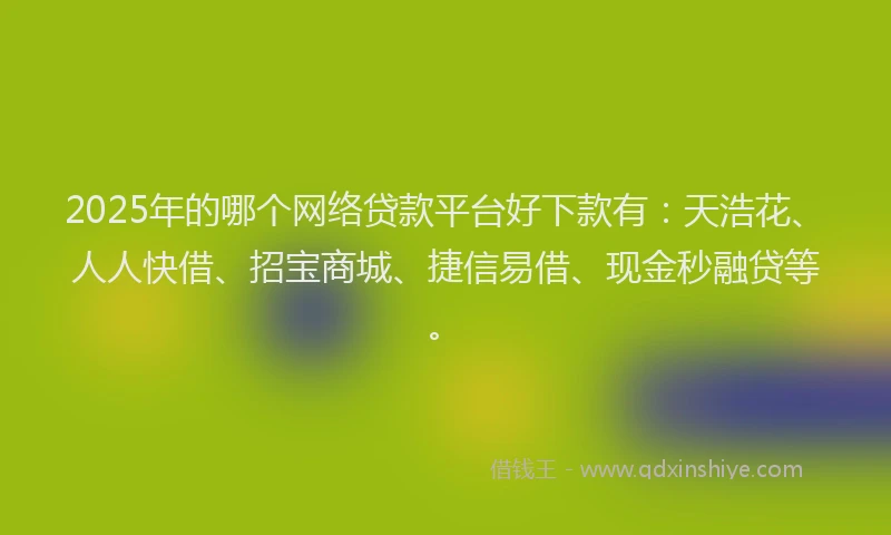 2025年的哪个网络贷款平台好下款有：天浩花、人人快借、招宝商城、捷信易借、现金秒融贷等。
