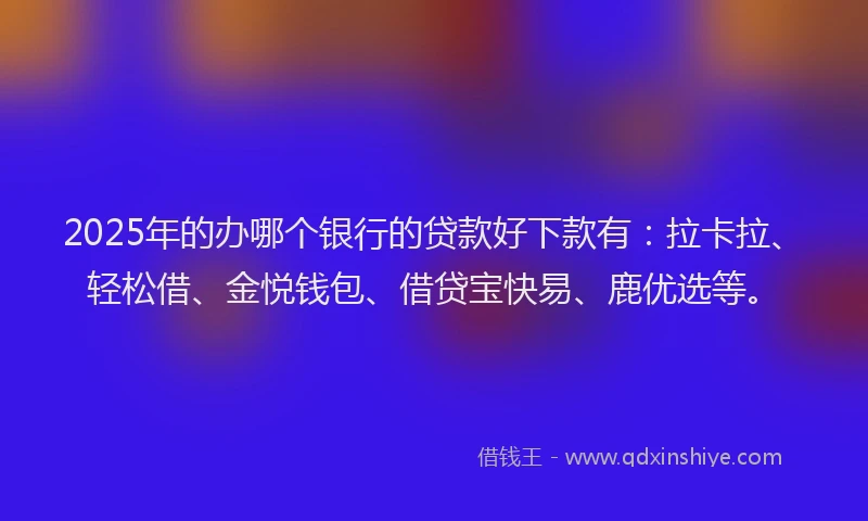 2025年的办哪个银行的贷款好下款有：拉卡拉、轻松借、金悦钱包、借贷宝快易、鹿优选等。