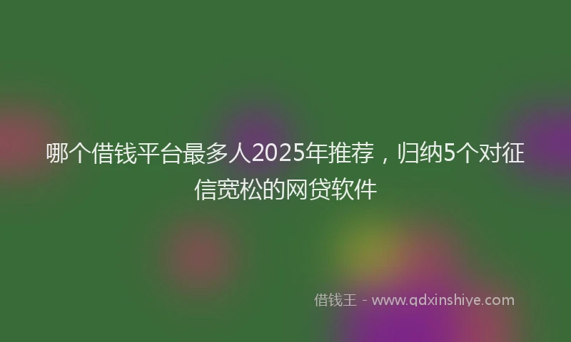 哪个借钱平台最多人2025年推荐，归纳5个对征信宽松的网贷软件