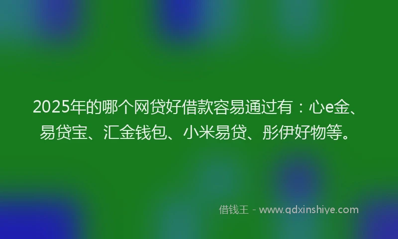 2025年的哪个网贷好借款容易通过有：心e金、易贷宝、汇金钱包、小米易贷、彤伊好物等。