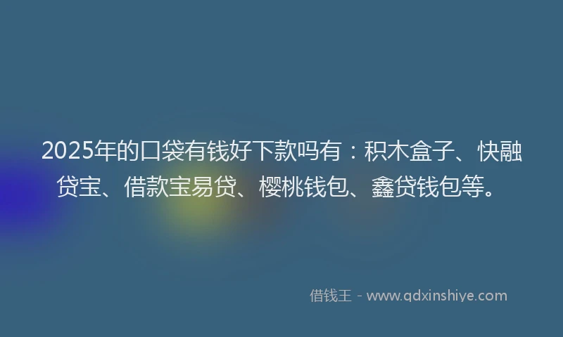 2025年的口袋有钱好下款吗有：积木盒子、快融贷宝、借款宝易贷、樱桃钱包、鑫贷钱包等。