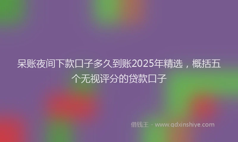 呆账夜间下款口子多久到账2025年精选，概括五个无视评分的贷款口子