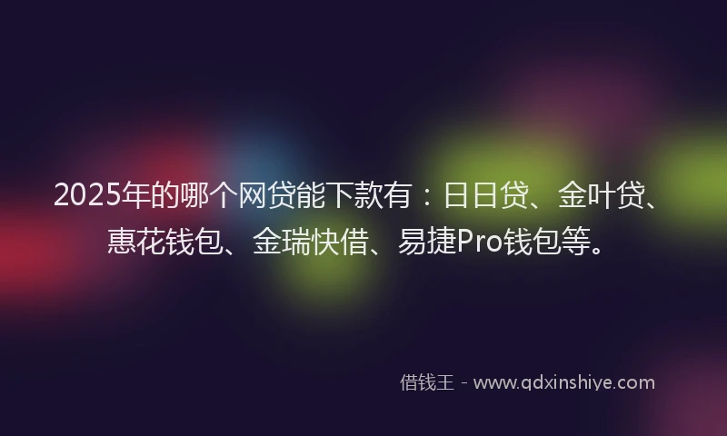 2025年的哪个网贷能下款有：日日贷、金叶贷、惠花钱包、金瑞快借、易捷Pro钱包等。