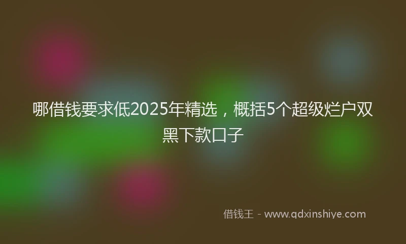 哪借钱要求低2025年精选，概括5个超级烂户双黑下款口子