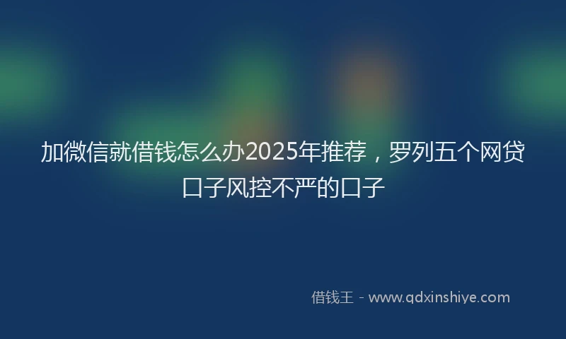 加微信就借钱怎么办2025年推荐，罗列五个网贷口子风控不严的口子