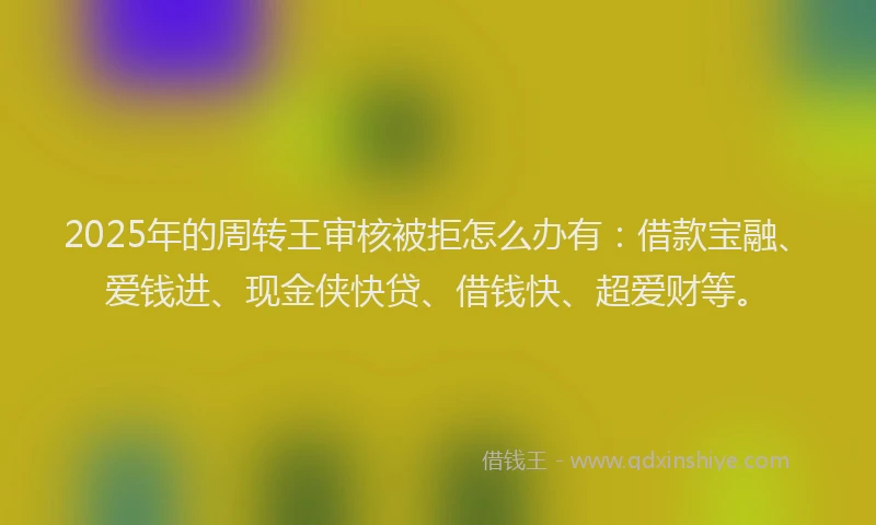 2025年的周转王审核被拒怎么办有：借款宝融、爱钱进、现金侠快贷、借钱快、超爱财等。