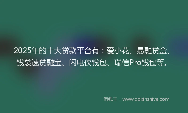 2025年的十大贷款平台有：爱小花、易融贷盒、钱袋速贷融宝、闪电侠钱包、瑞信Pro钱包等。