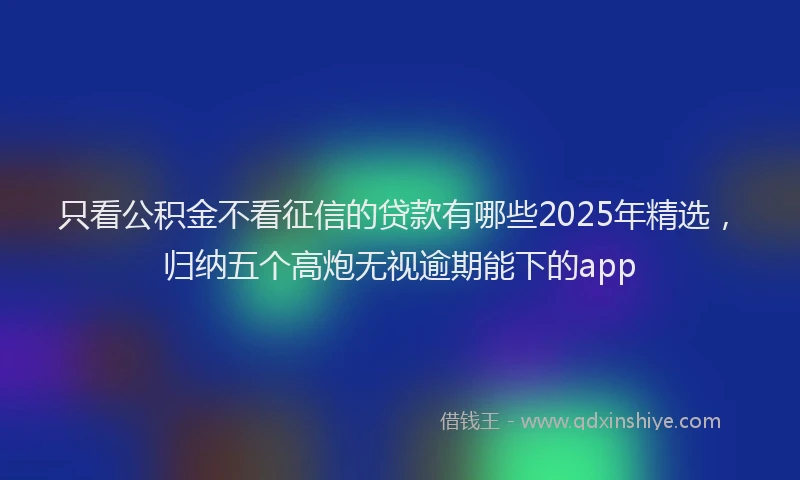 只看公积金不看征信的贷款有哪些2025年精选，归纳五个高炮无视逾期能下的app