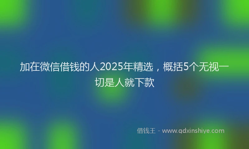 加在微信借钱的人2025年精选，概括5个无视一切是人就下款