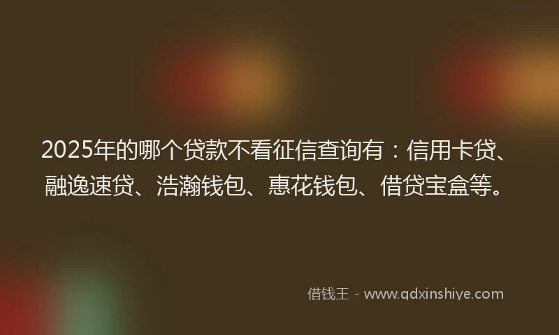 2025年的哪个贷款不看征信查询有：信用卡贷、融逸速贷、浩瀚钱包、惠花钱包、借贷宝盒等。
