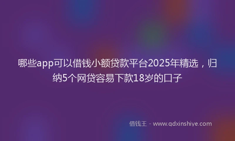 哪些app可以借钱小额贷款平台2025年精选，归纳5个网贷容易下款18岁的口子