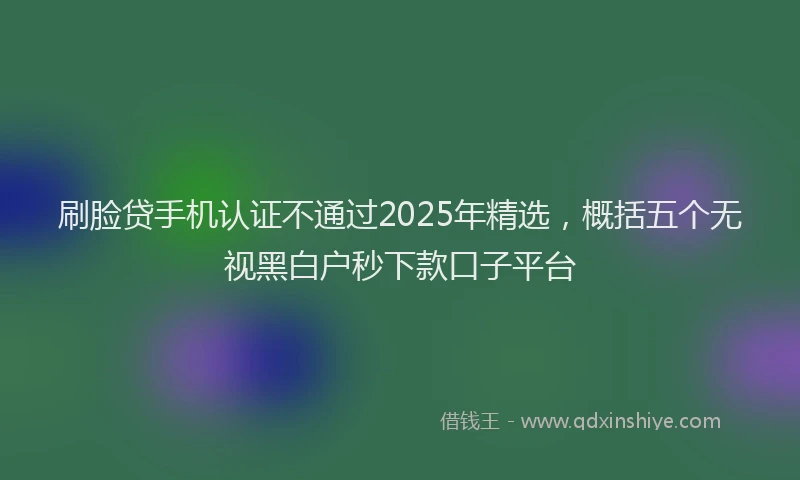 刷脸贷手机认证不通过2025年精选，概括五个无视黑白户秒下款口子平台