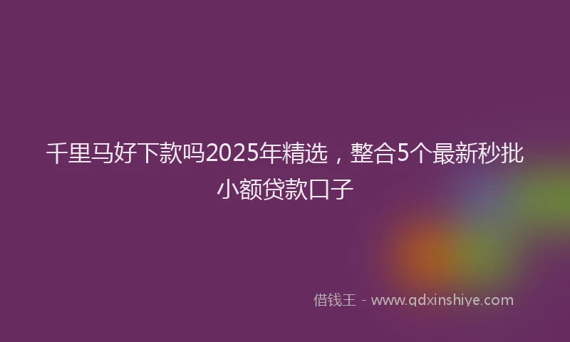 千里马好下款吗2025年精选，整合5个最新秒批小额贷款口子