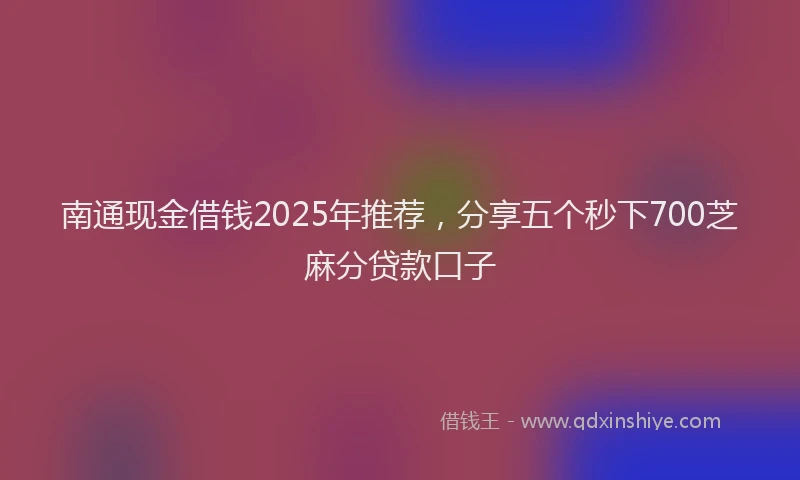 南通现金借钱2025年推荐，分享五个秒下700芝麻分贷款口子