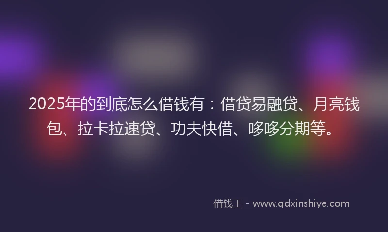 2025年的到底怎么借钱有：借贷易融贷、月亮钱包、拉卡拉速贷、功夫快借、哆哆分期等。