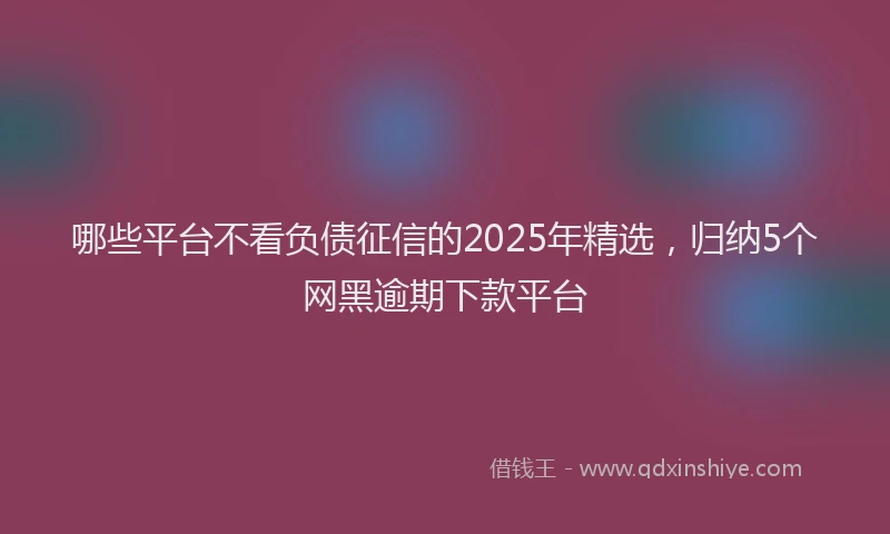 哪些平台不看负债征信的2025年精选，归纳5个网黑逾期下款平台