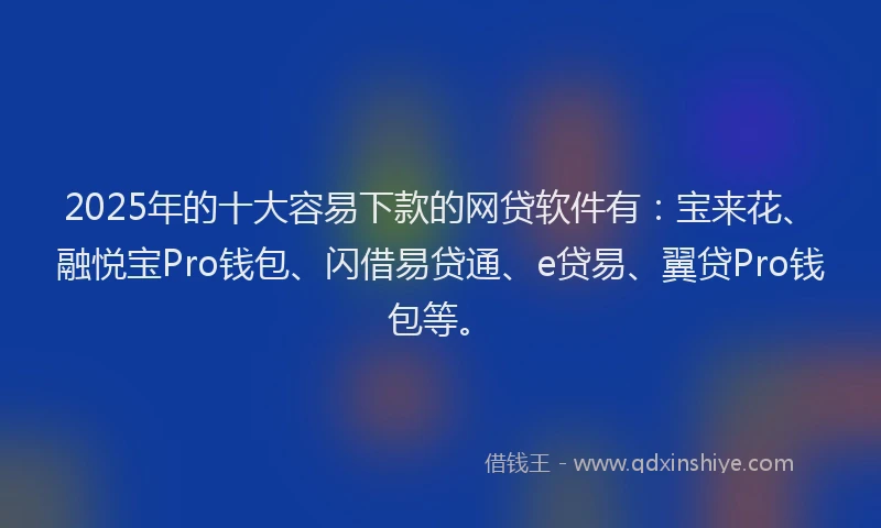 2025年的十大容易下款的网贷软件有：宝来花、融悦宝Pro钱包、闪借易贷通、e贷易、翼贷Pro钱包等。