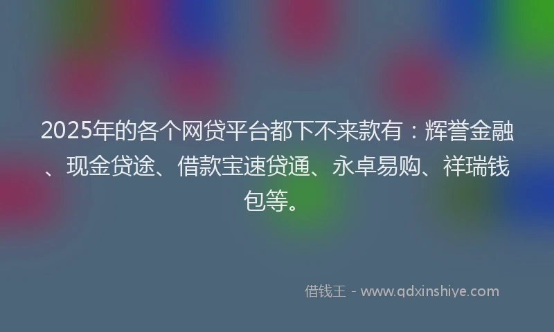 2025年的各个网贷平台都下不来款有：辉誉金融、现金贷途、借款宝速贷通、永卓易购、祥瑞钱包等。