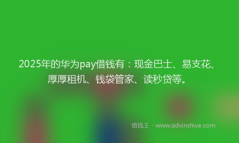 2025年的华为pay借钱有：现金巴士、易支花、厚厚租机、钱袋管家、读秒贷等。