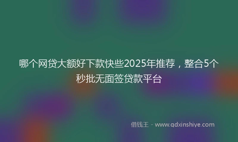 哪个网贷大额好下款快些2025年推荐，整合5个秒批无面签贷款平台