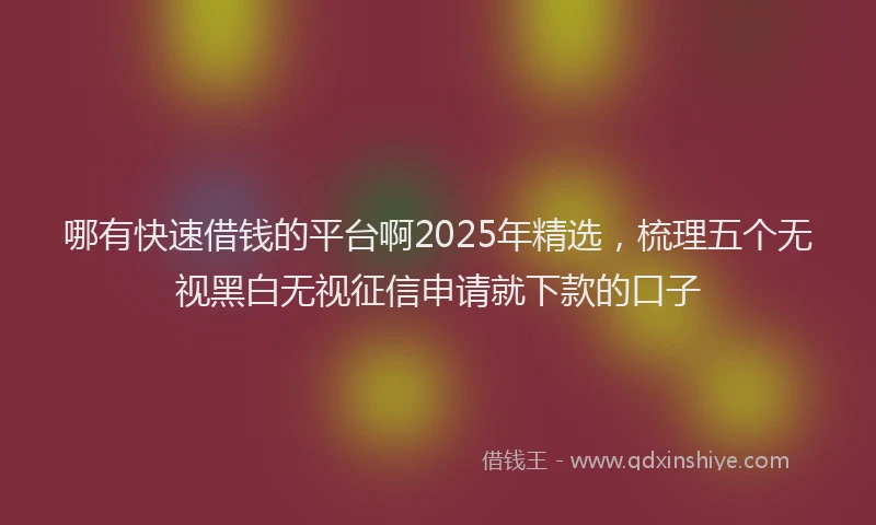哪有快速借钱的平台啊2025年精选，梳理五个无视黑白无视征信申请就下款的口子