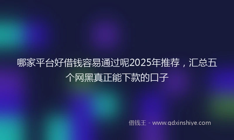 哪家平台好借钱容易通过呢2025年推荐，汇总五个网黑真正能下款的口子