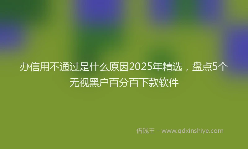 办信用不通过是什么原因2025年精选，盘点5个无视黑户百分百下款软件