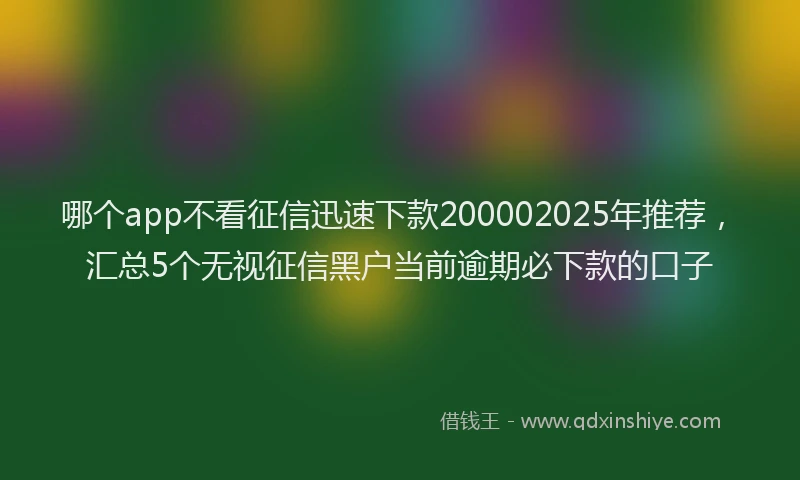 哪个app不看征信迅速下款200002025年推荐，汇总5个无视征信黑户当前逾期必下款的口子
