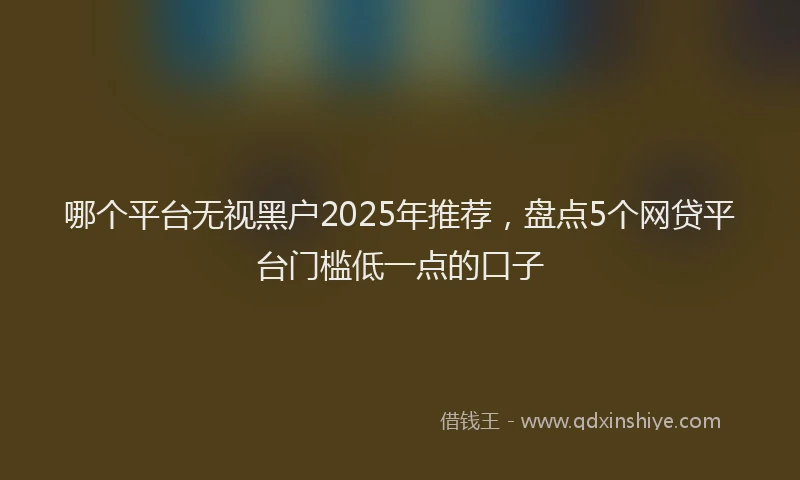 哪个平台无视黑户2025年推荐，盘点5个网贷平台门槛低一点的口子