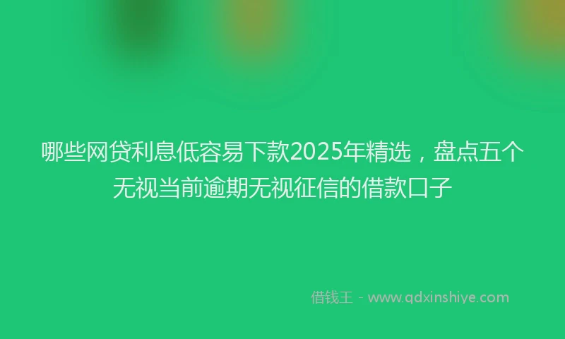 哪些网贷利息低容易下款2025年精选，盘点五个无视当前逾期无视征信的借款口子