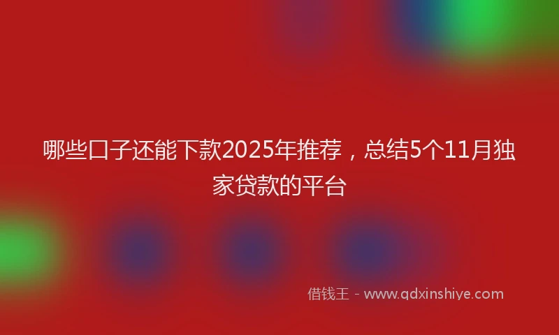 哪些口子还能下款2025年推荐，总结5个11月独家贷款的平台