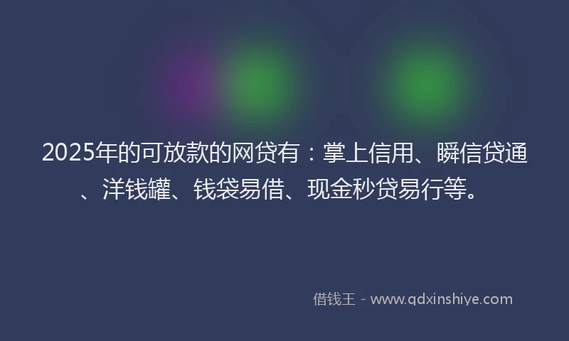 2025年的可放款的网贷有：掌上信用、瞬信贷通、洋钱罐、钱袋易借、现金秒贷易行等。