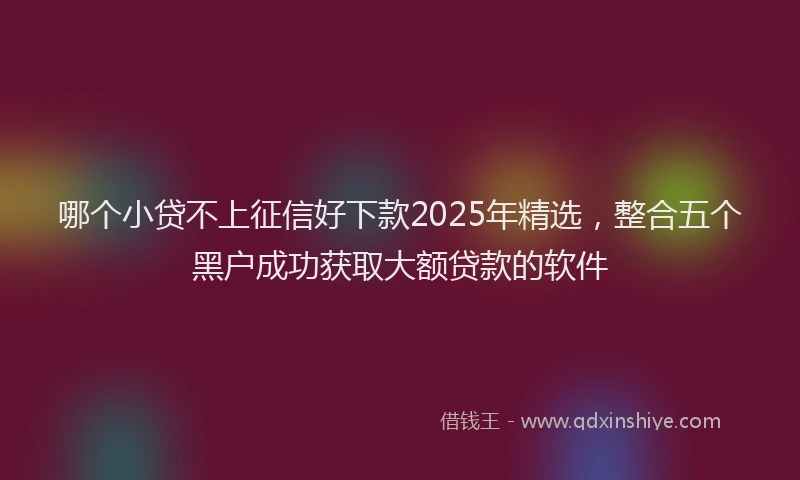 哪个小贷不上征信好下款2025年精选，整合五个黑户成功获取大额贷款的软件