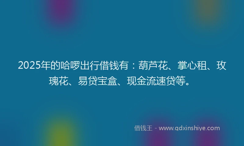 2025年的哈啰出行借钱有：葫芦花、掌心租、玫瑰花、易贷宝盒、现金流速贷等。